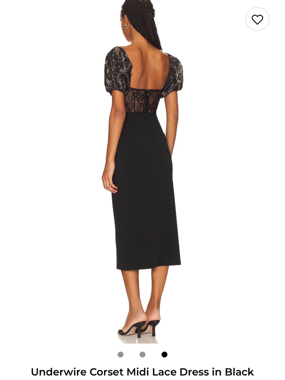 WeWoreWhat Black Lace Underwire Corset Midi Dress with Puff Sleeves - Picture 2 of 2
